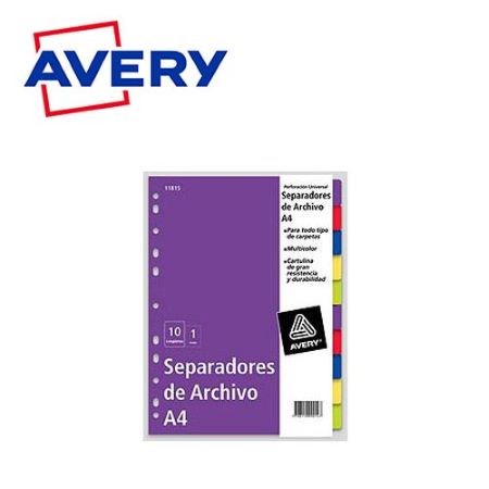 Separadores A4 5 posic Avery Cartulina Colores C/ leng -2