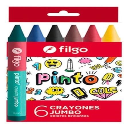 Crayones Filgo Pinto Jumbo de cera Grueso 6 colores