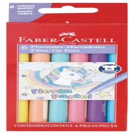 Marcadores Faber Castell Fiesta 45 Largos 6 colores pastel -2