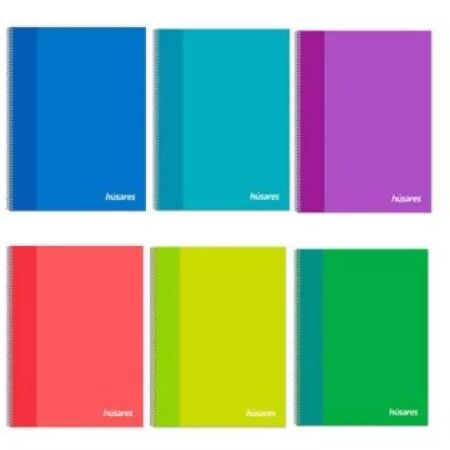 Cuaderno Húsares Colores Pastel Espiralado 16x21 Cm Rayado Tapa Flexible 80 Hojas