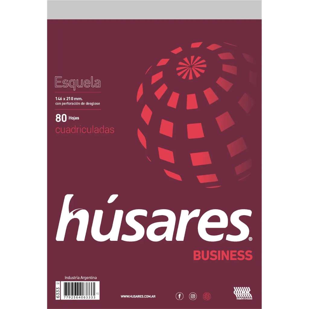 Block Húsares Bussines Cuadriculado Esquela A5 Emblocado x 80 hojas