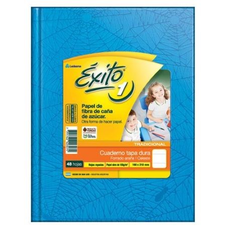 Cuaderno Exito Araña Rayado Escolar N°1 (16x21)Celeste Tapa Dura 48 hojas