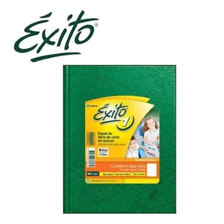 Cuaderno Exito Araña Rayado Escolar N°1 (16x21)Verde Tapa Dura 48 hojas