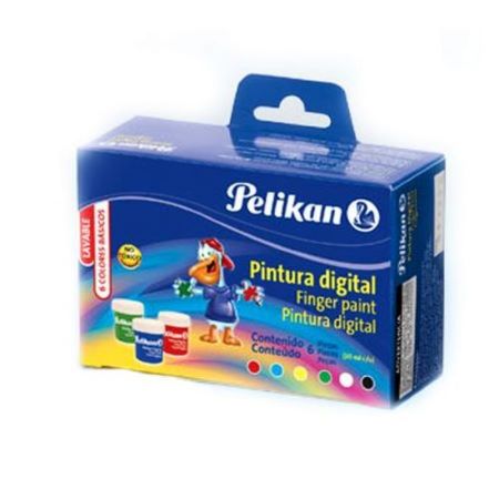 Pintura digital  Pelikan Plástica para manos dedos y pies 25ml  x 6 colores