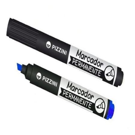 Marcador Pizzini Permanente Punta biselada Azul -2
