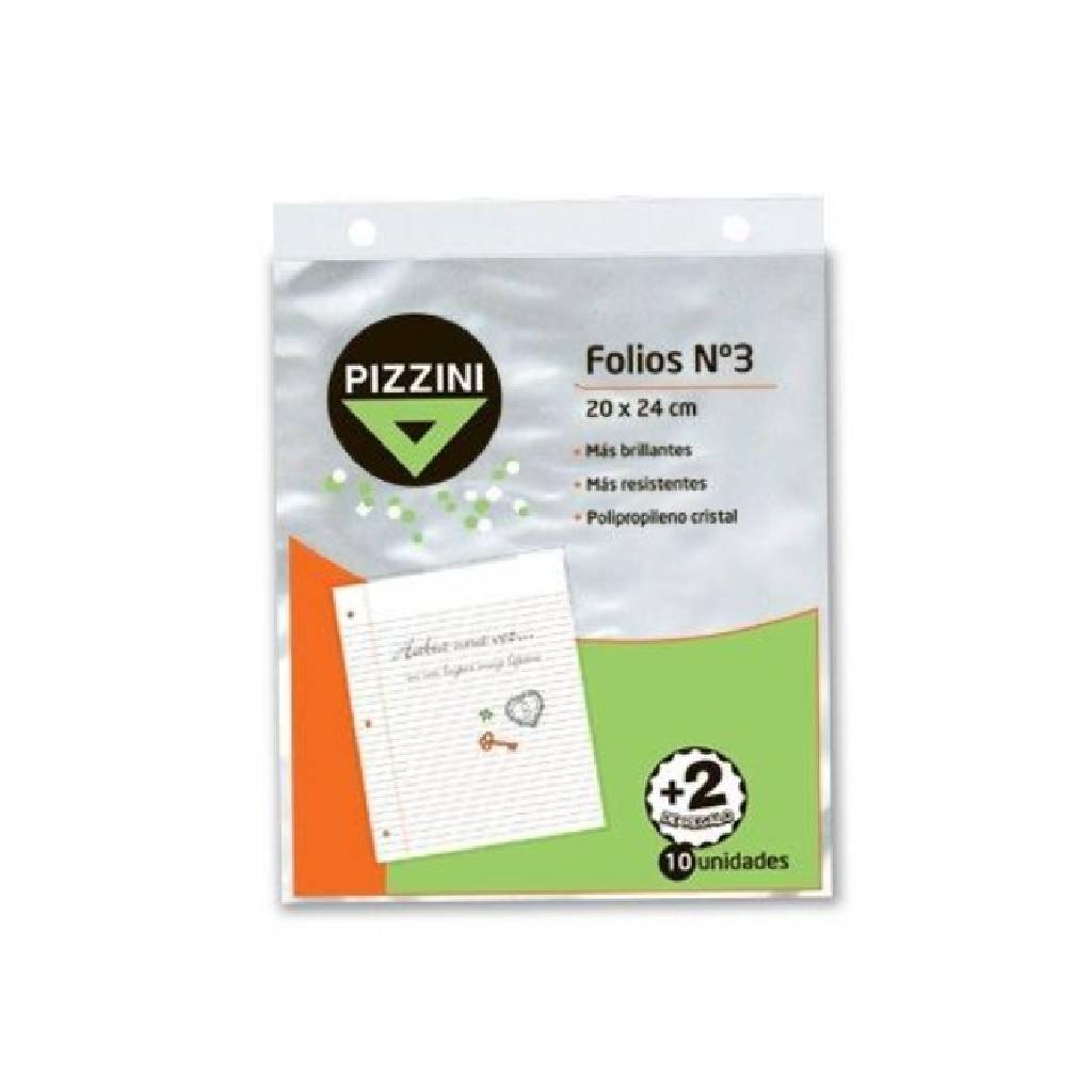 Folios Pizzini Escolar Polipropileno 40 Micrones X 10 Un