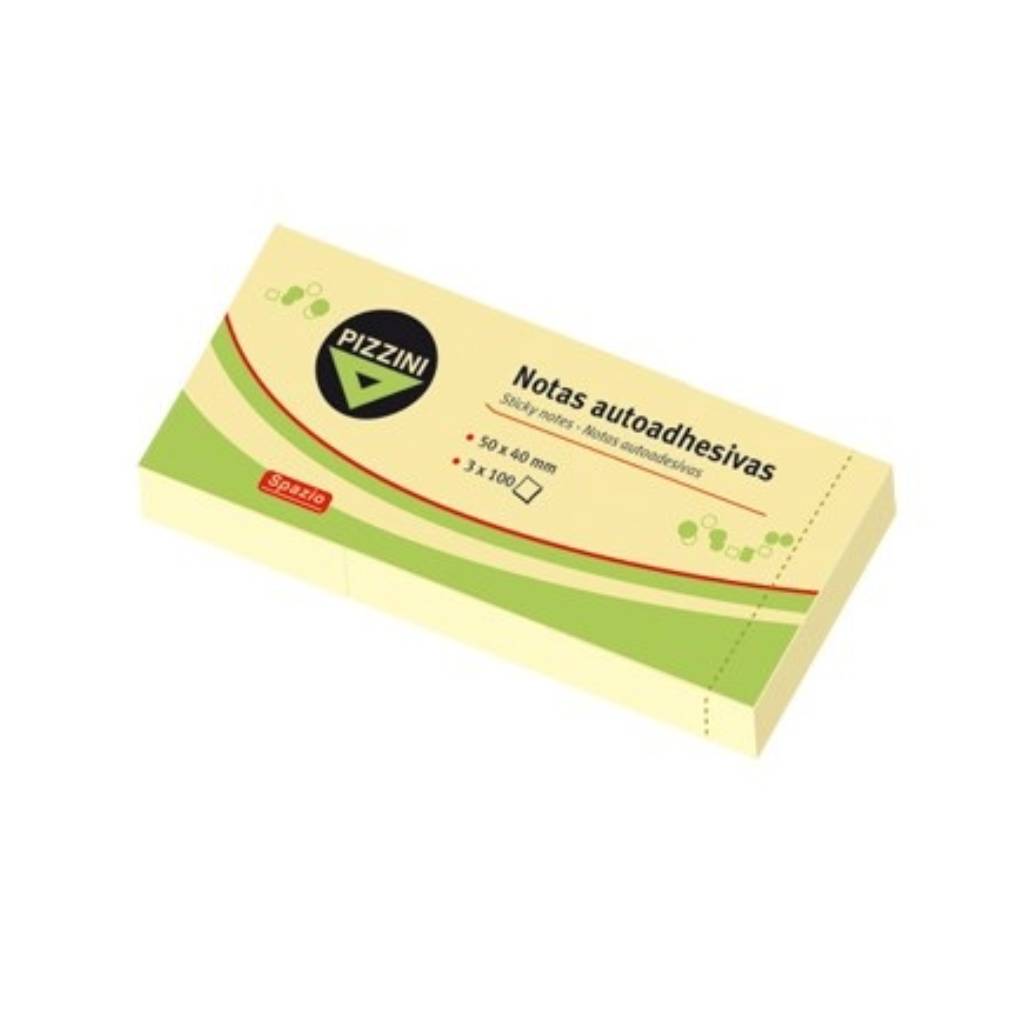 Notas adhesivas Pizzini 40x50mm Amarillo 3 blocks x 100 hojas