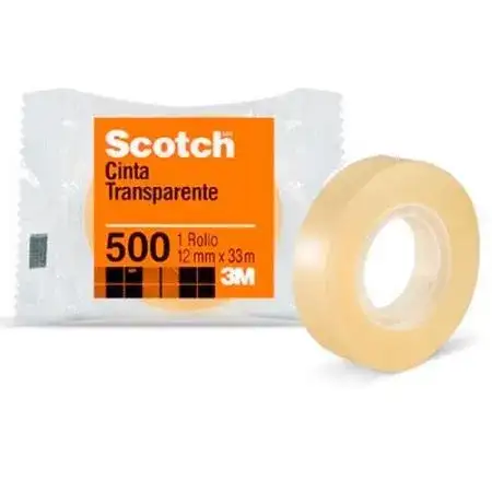 Cinta adhesiva Scotch 500 Comercial 12mm x 25m Transparente